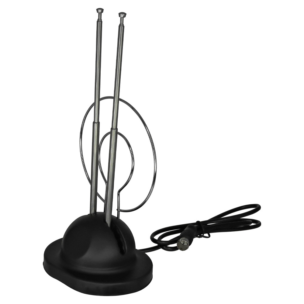 Antena Interna Dupla Tv Formato V Com Cabo Coaxial Para Televisão UHF VHF FM Plug Tipo F
