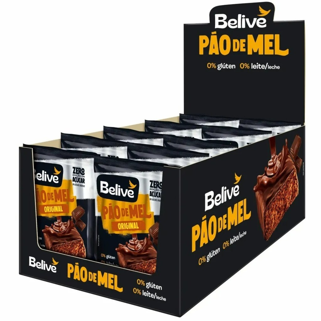 Belive - Pão de Mel - Display 10x40g - Pão de Mel Zero Açúcar
