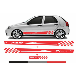 Kit Adesivo Lateral Palio Vermelho Tuning 3 Unidades 2+1