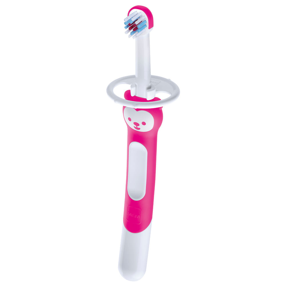 Escova Dental Infantil Mam Training Brush 6+ Meses Extra Macia Girls com Cabo de Treinamento 1 Unidade Ref 8214 em Oferta na Shopee