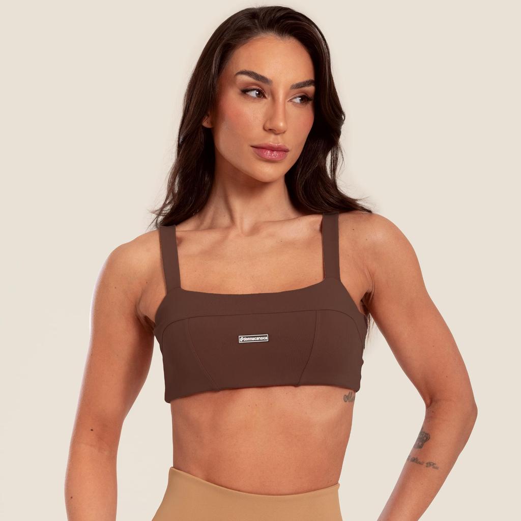 Top Faixa Com Recortes Sem Cós Chocolamore Poliamida Com Bojo em Oferta na Shopee