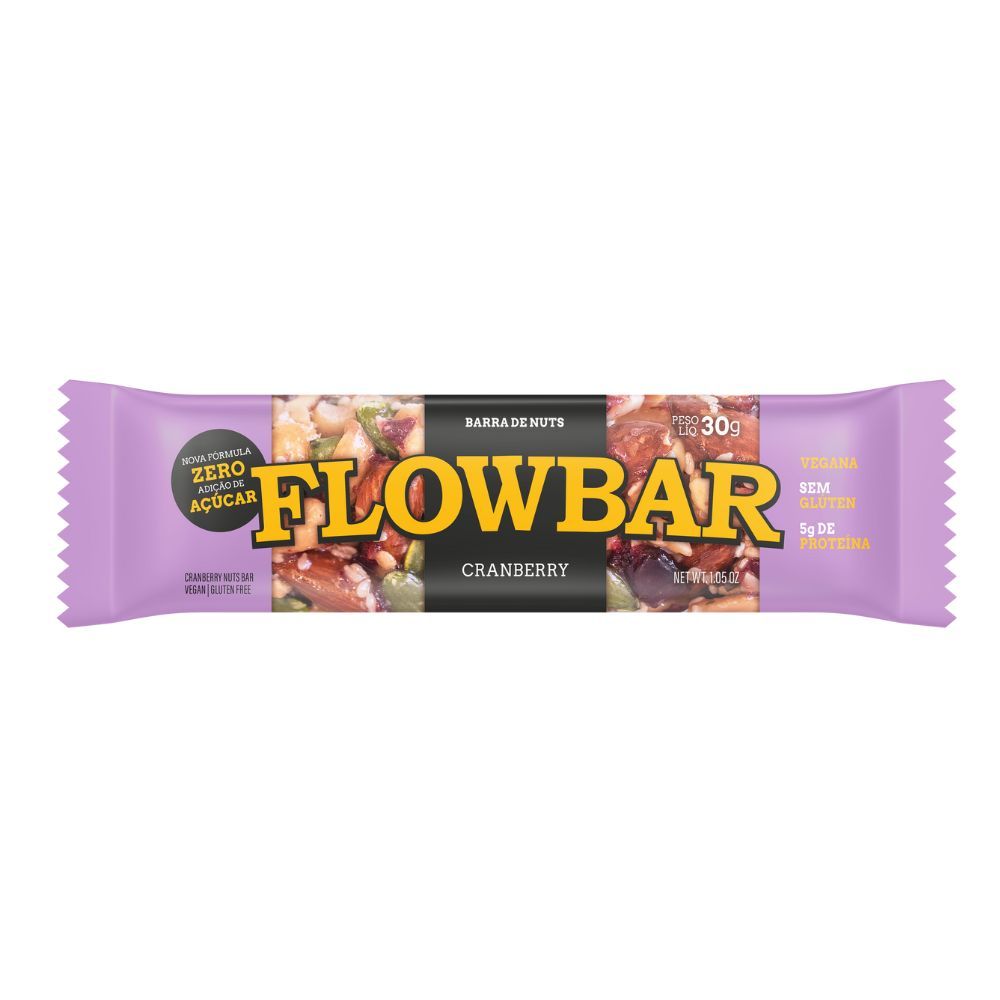 Barra de Nuts Flowbar 5g de Proteína Cranberry 30g em Oferta na Shopee