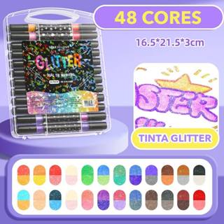 PONTA DUPLA COM GLITTER 24/48 CORES em Oferta na Shopee