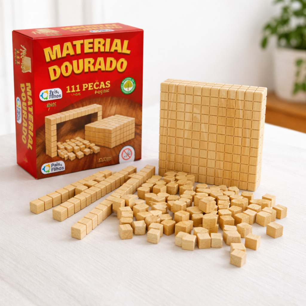 Material Dourado Madeira 111 Peças Jogo Educativo Infantil Matemática Didático Pedagógico