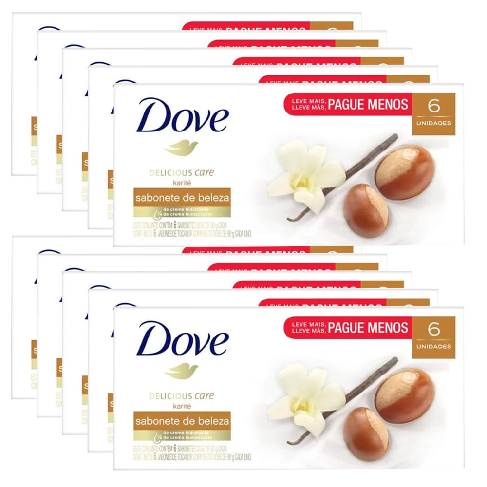 Kit Sabonete Em Barra Dove Karité 90g 6 Sabonetes - Com 10 Unidades em Oferta na Shopee