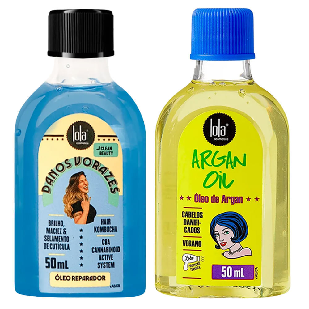 Kit Lola Óleo Capilar Danos Vorazes E Óleo Capilar Argan Oil 50ml cada em Oferta na Shopee