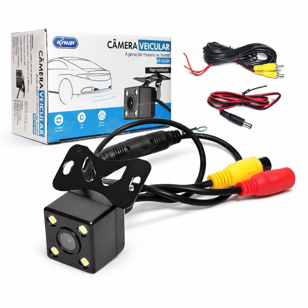 Câmera de Ré Automotiva Visão Noturna 4 LEDs Ângulo 150° - Knup KP-S109