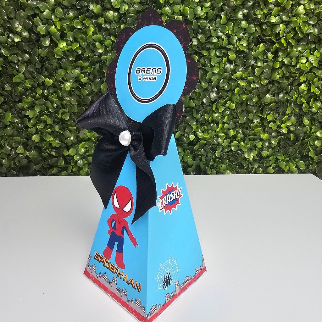 Caixa Cone Pirâmide HOMEM ARANHA AZUL - Personalizados - Festa infantil - Aniversário - Lembrancinha