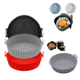 KIT 1/2/3 Forma De Silicone Para Air Fryer Forno Microondas Fritadeira Assadeira –Reutilizável Antiaderente Flexível C.E