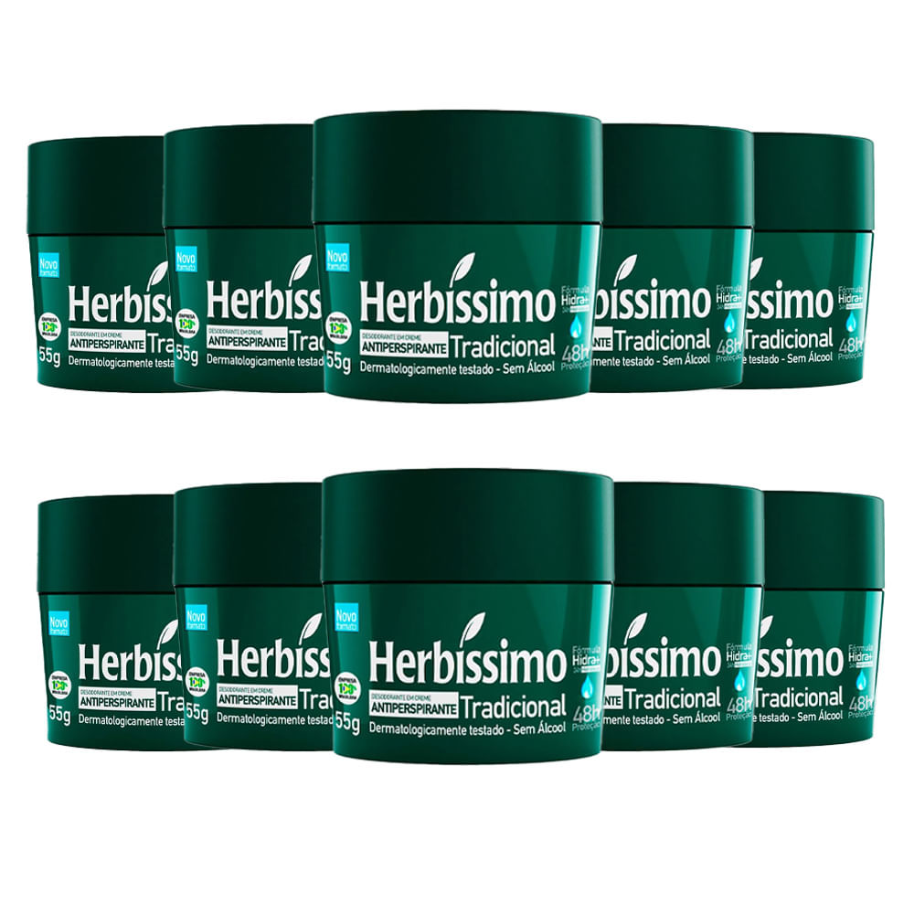 Kit Desodorante Creme Herbíssimo Tradicional 55g - 10 unidades em Oferta na Shopee