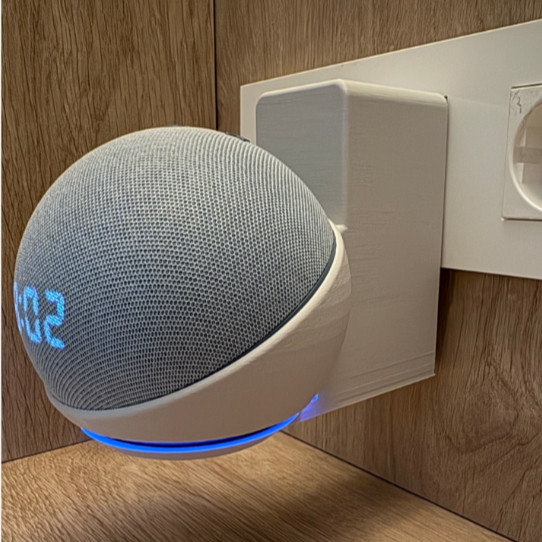 Suporte Tomada Alexa Echo Dot 4 e 5 Base Parede Organizador de Cabo Sem Furar