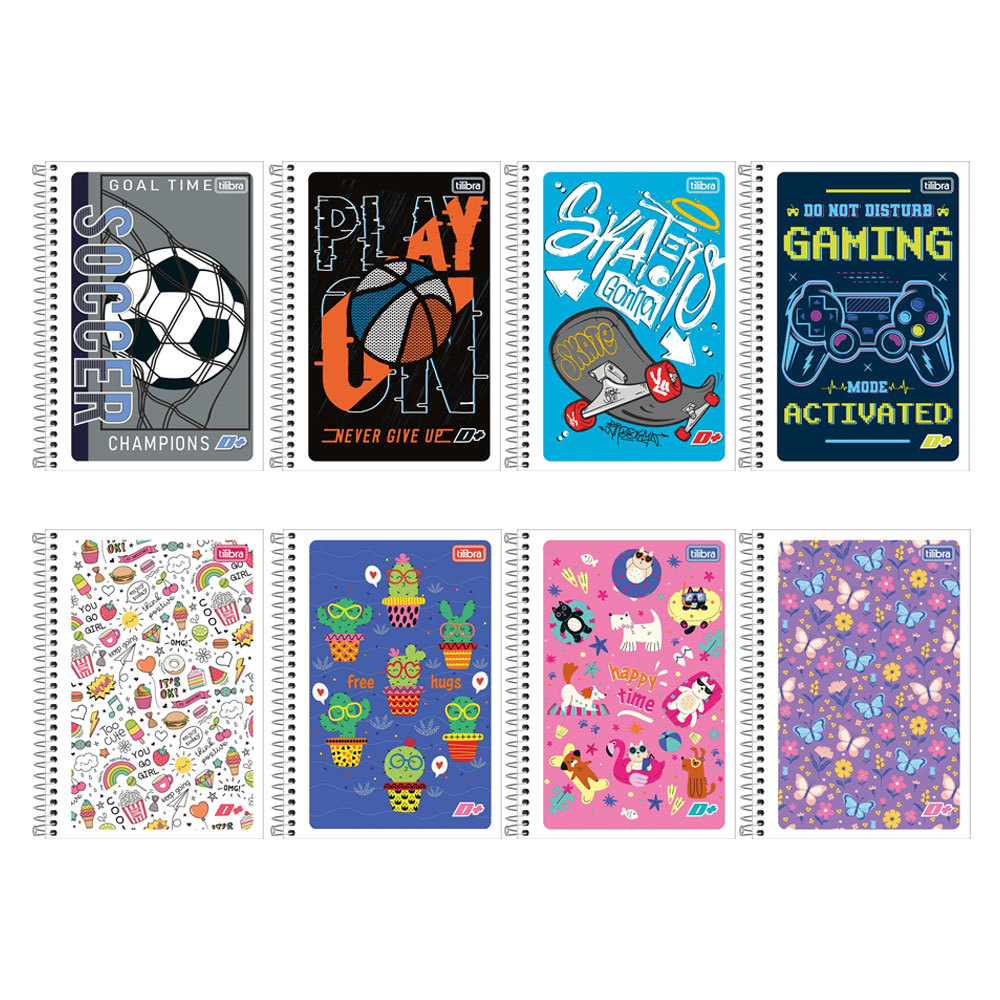 Caderno espiral capa flexível 1/4 96 folhas D Mais Tilibra em Oferta na Shopee