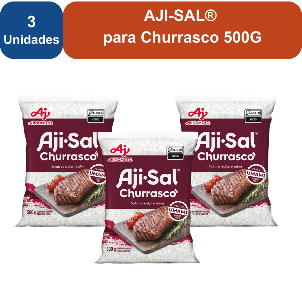 Kit 3 Unidades AJI-SAL® para Churrasco 500G em Oferta na Shopee