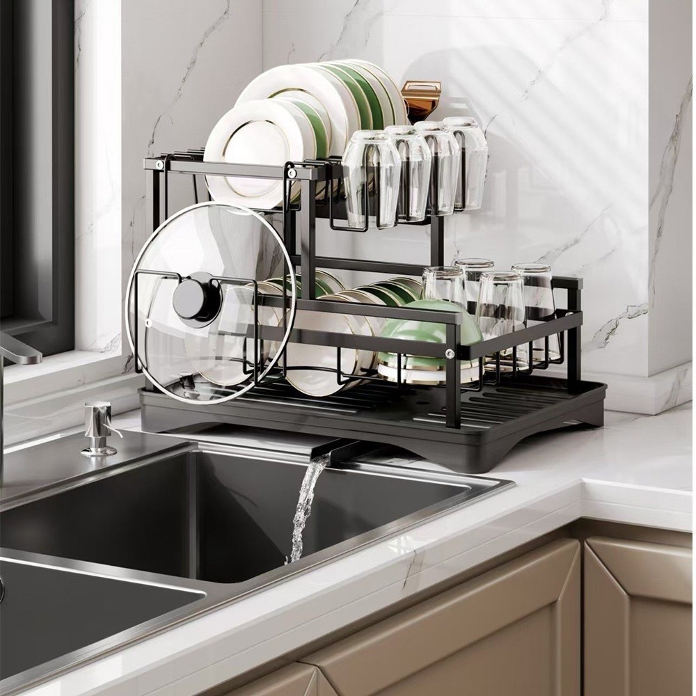 Escorredor de Louças Rack Aço Carbono Organizador Preto