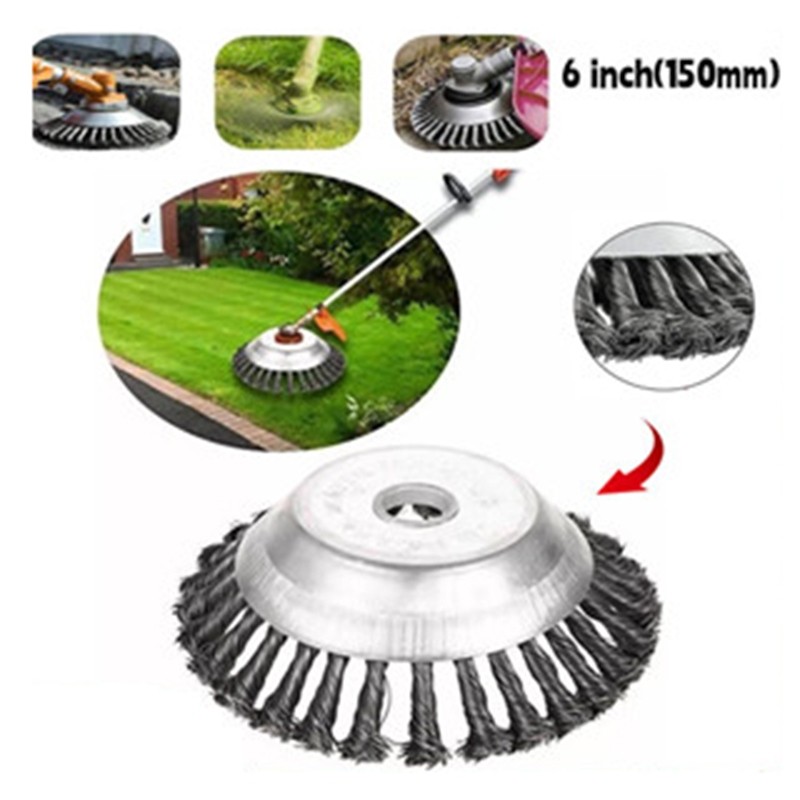 Cabeça Cortador Aparador de Grama Arame Escova Giratória De Roda