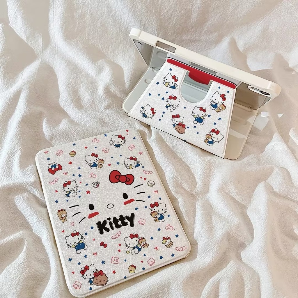 Case Capa Com olá gatinha Girar Função Flip para iPad 7 8 9 10.2 Pol Air 5 6 10.9 Pol iPad Pro Com Slot para Caneta