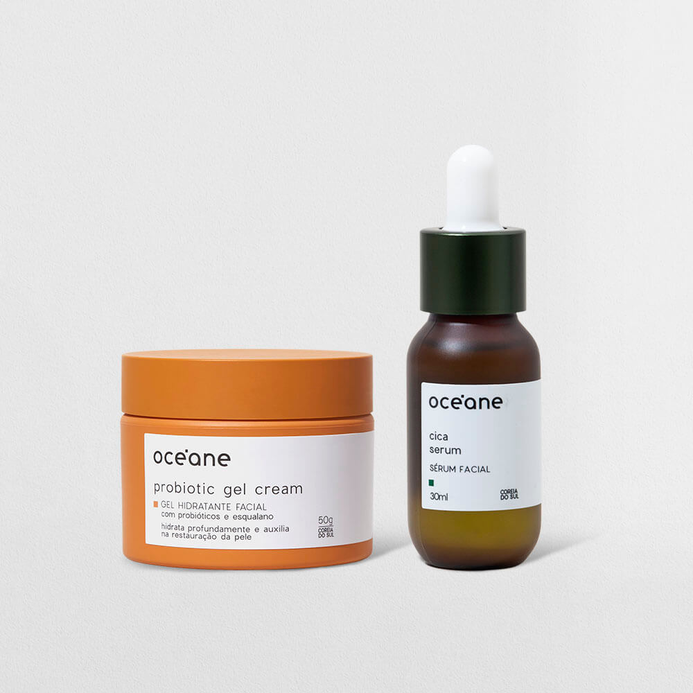 Kit Sérum de Cica + Gel Hidratante Facial com Probióticos (2 Produtos) em Oferta na Shopee