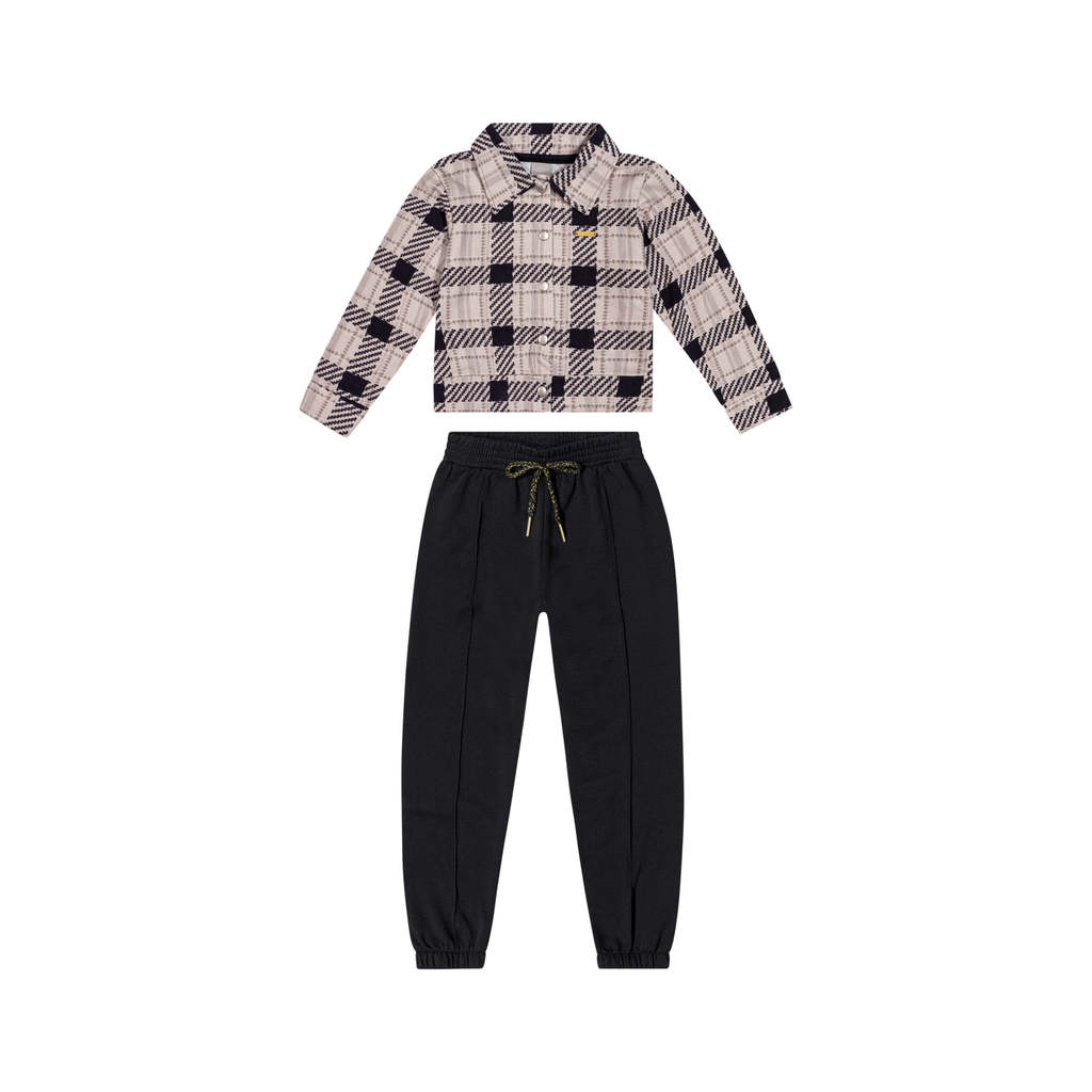 Conjunto Infantil Menina Jaqueta Xadrez Colorittá Preto em Oferta na Shopee