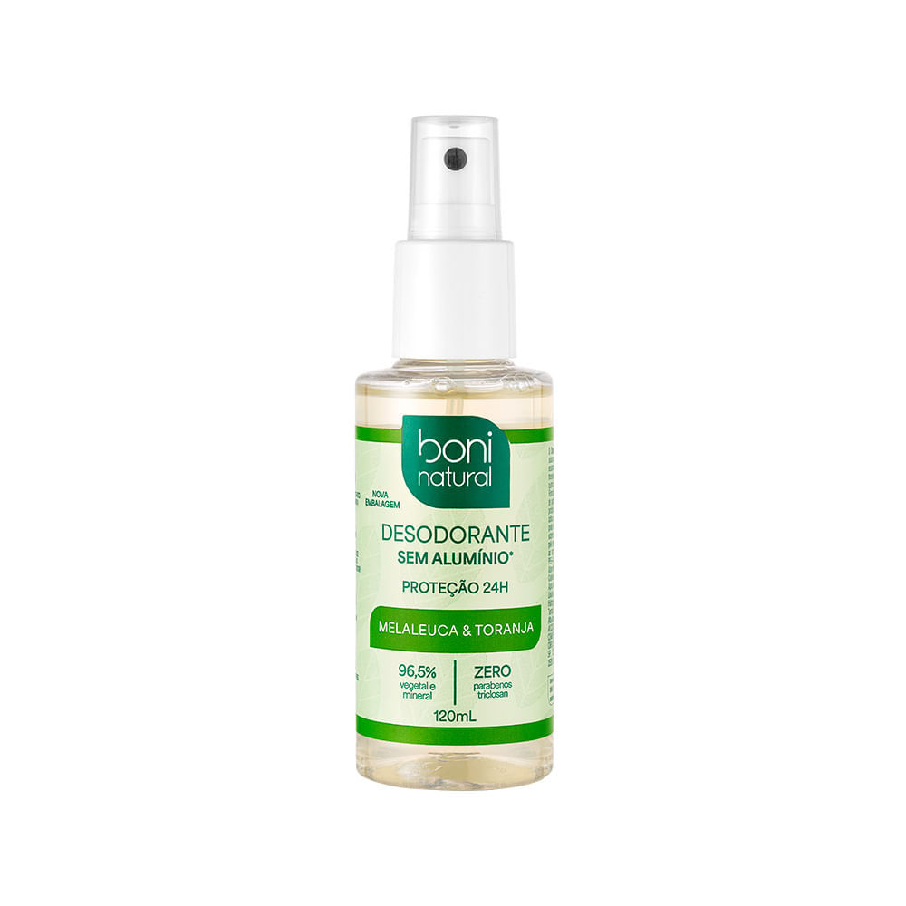 Desodorante Boni Natural Sem Alumínio Melaleuca e Toranja 24h Spray 120ml em Oferta na Shopee