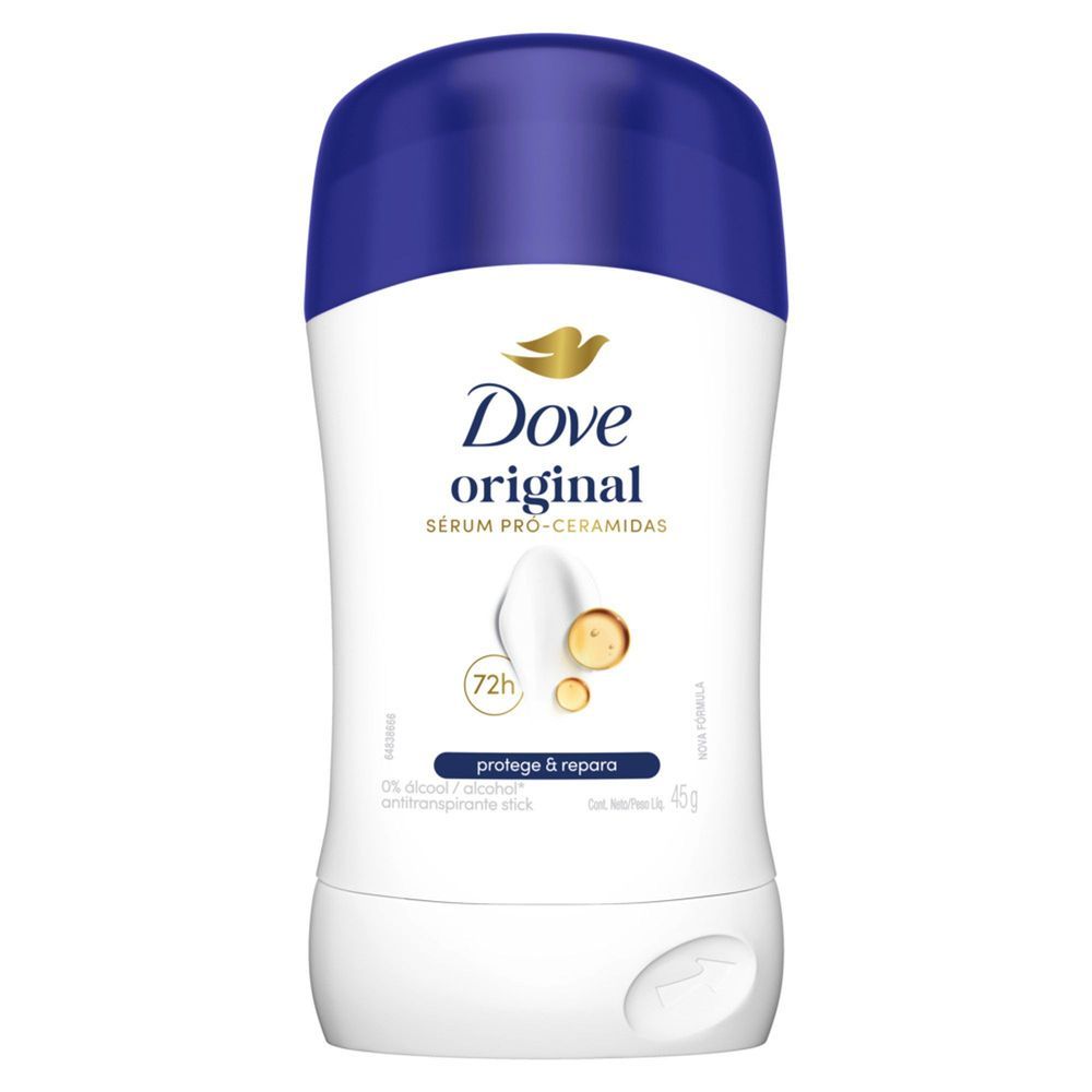 Desodorante Dove Stick Original Protege e Repara 72h 45g em Oferta na Shopee
