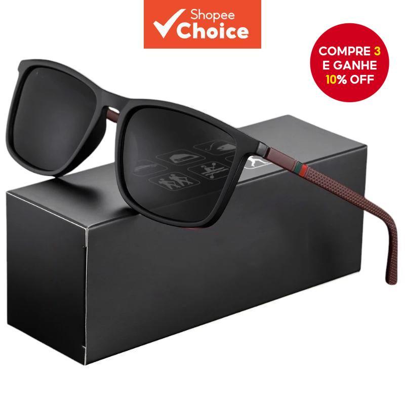  Óculos de sol polarizados para homens e mulheres, óculos de sol quadrados para dirigir e pescar, óculos de sol ao ar