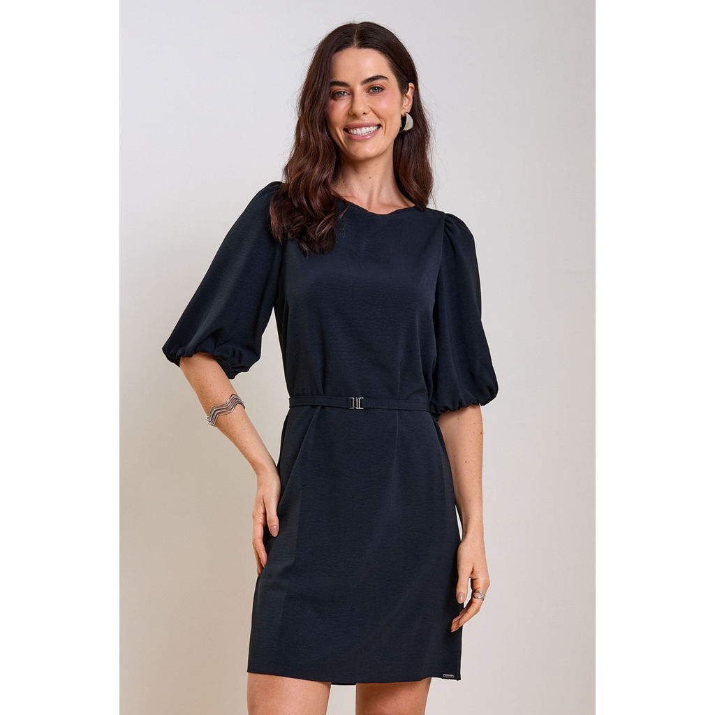 Vestido Feminino Curto Manga Bufante Marialícia Preto em Oferta na Shopee