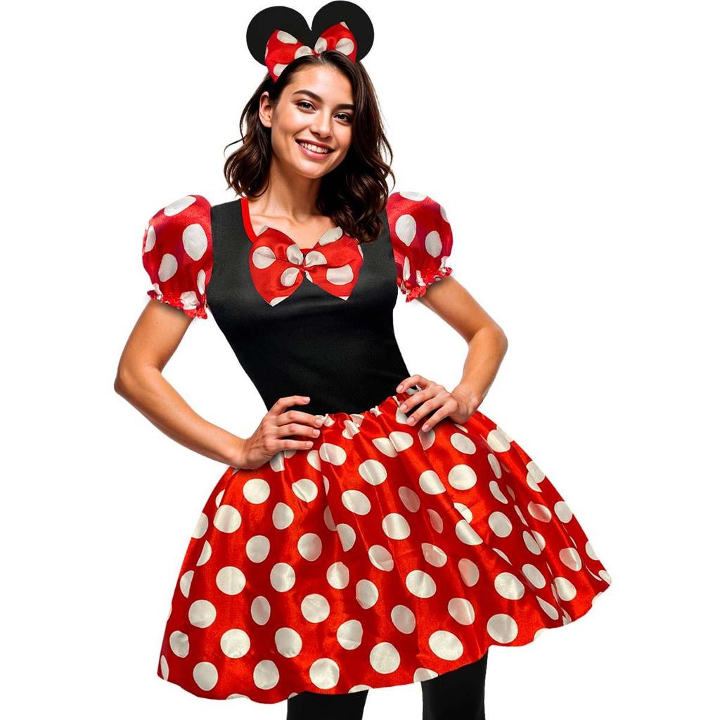 Fantasia Minnie Vermelha Adulto Feminina Tiara Com Orelhas em Oferta na Shopee