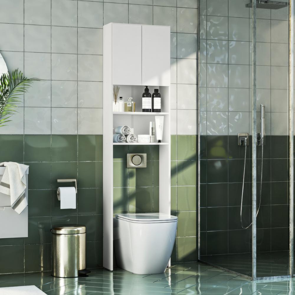 Armário de Banheiro para Vaso Sanitário 2 Portas 2 Prateleiras 40cm Cor Branco - Mademóvel