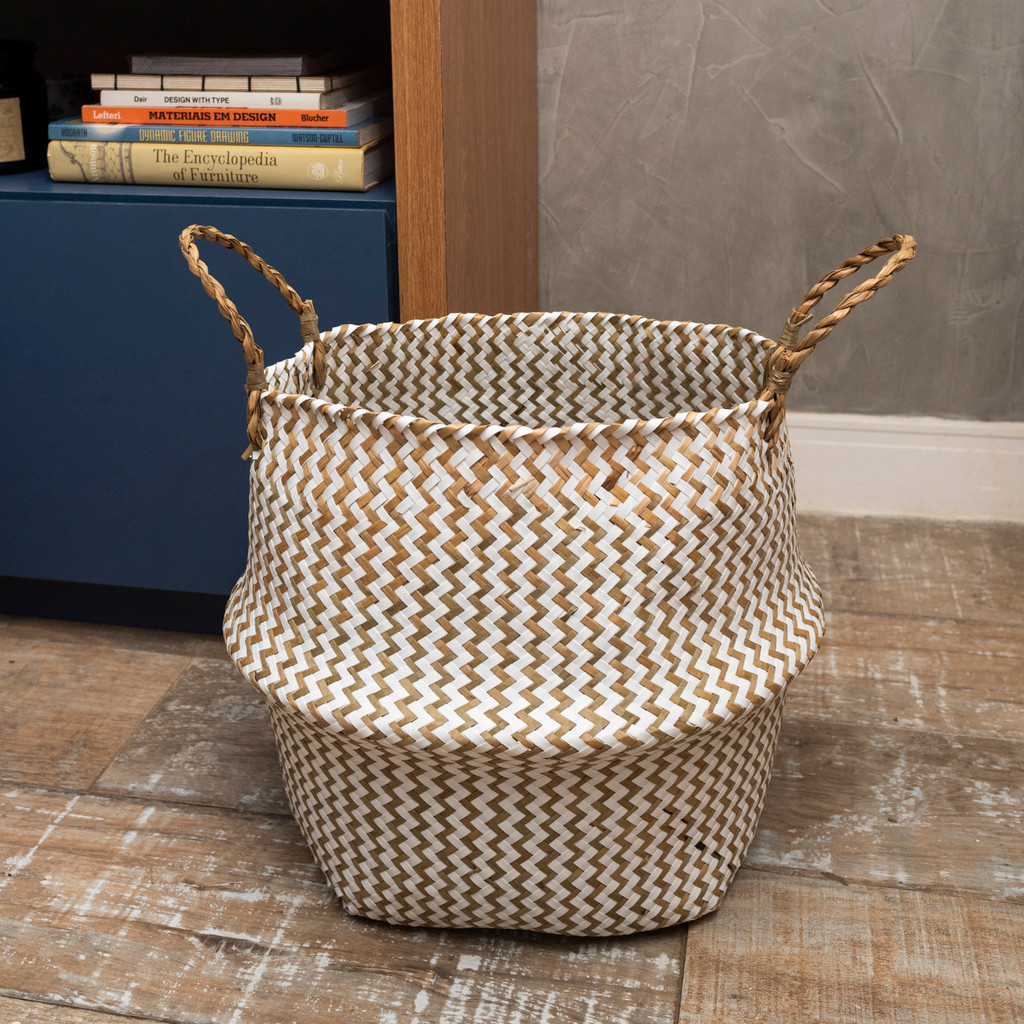 Cesto de Seagrass Branco 39cm com Alças - Oikos — imagem 2 de 2