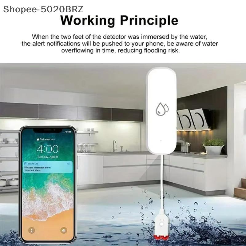 [THEBR] Sensor De Água Detector De Vazamento De Inundação Ligação Smart Life App Alarme Proteção De Segurança Doméstica