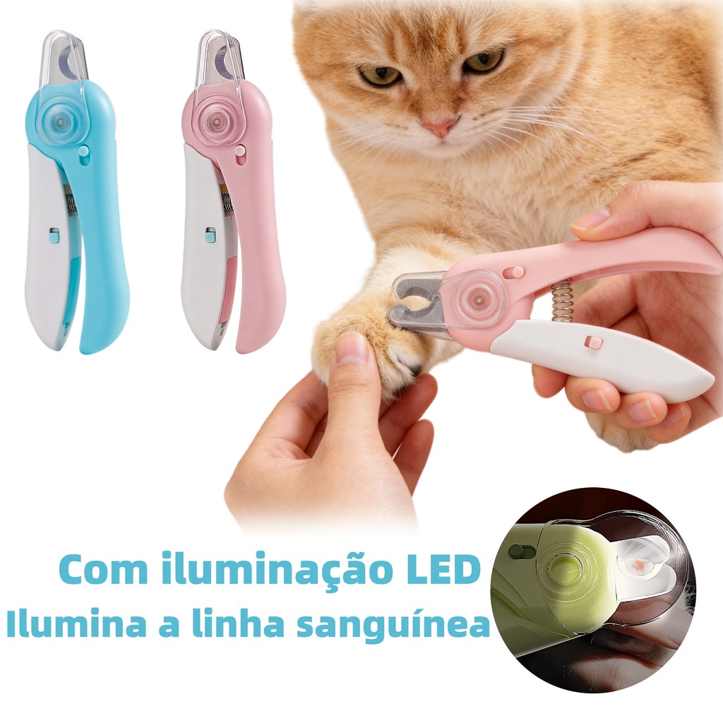 Cortador de Unhas Pet com Luz LED – Ilumina a Linha Sanguínea, para Gatos e Cães
