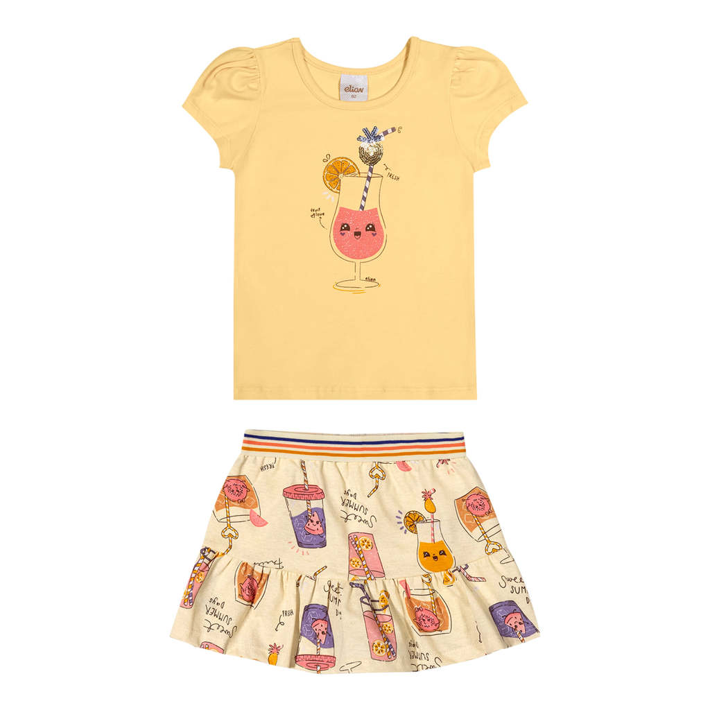 Conjunto Infantil Menina Com Lantejoula Elian Amarelo em Oferta na Shopee