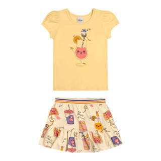 Conjunto Infantil Menina Com Lantejoula Elian Amarelo em Oferta na Shopee