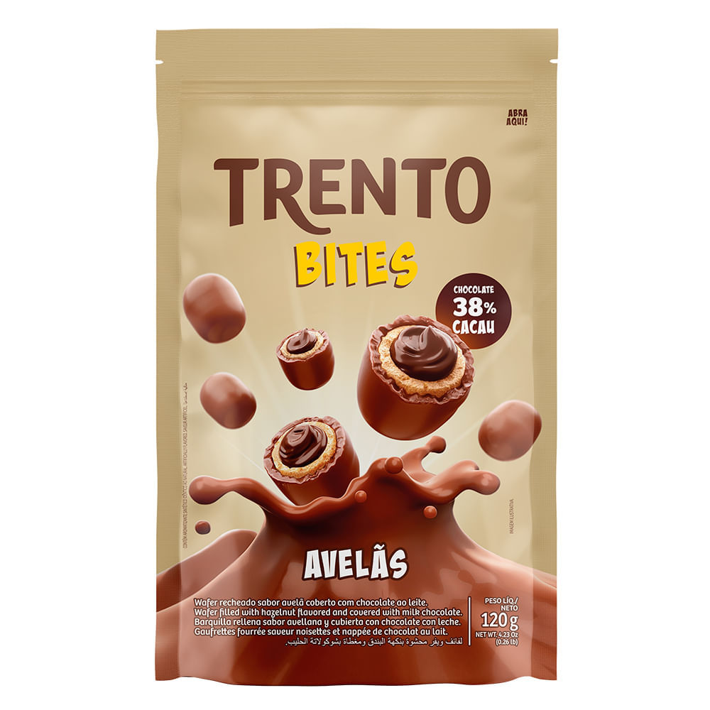 Chocolate Trento Bites Avelã ao Leite Stand Up Pouch 120g em Oferta na Shopee
