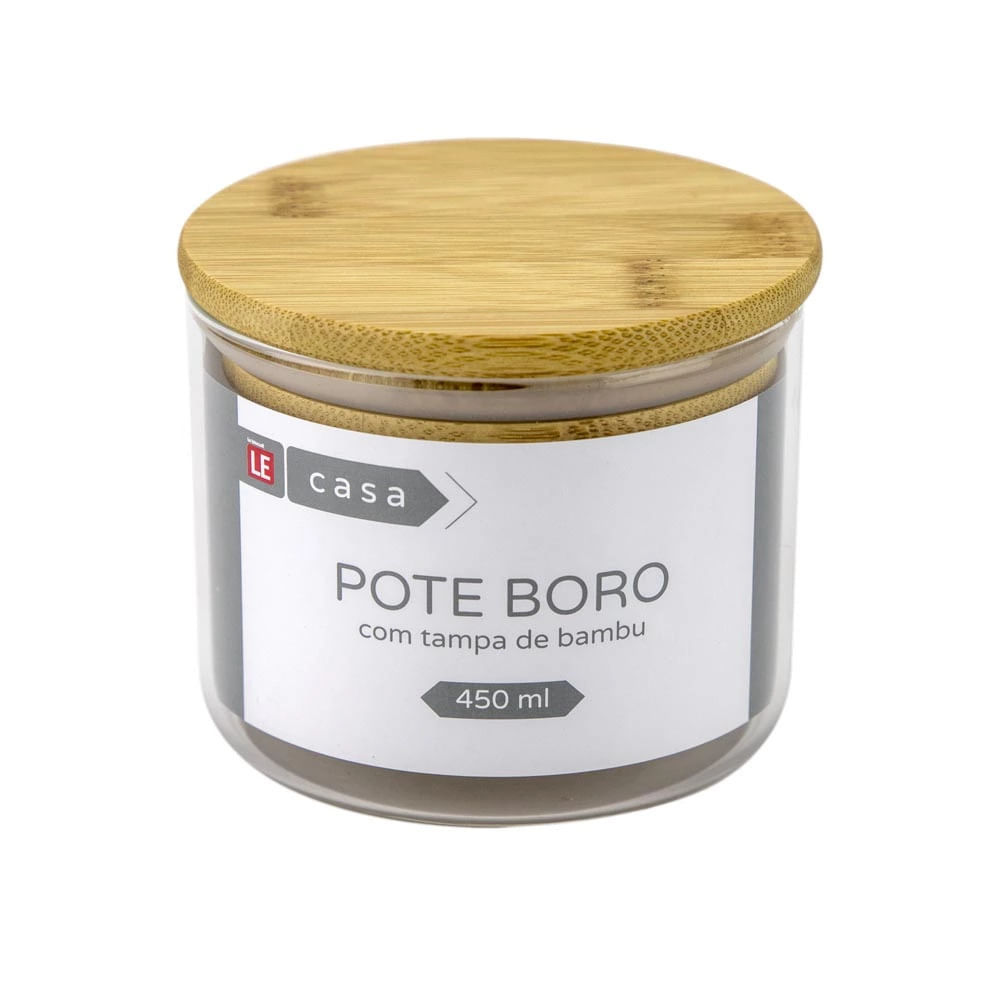 Pote para Mantimento Cazza em Vidro Borosilicato Hermético com Tampa Bambu 450ml em Oferta na Shopee