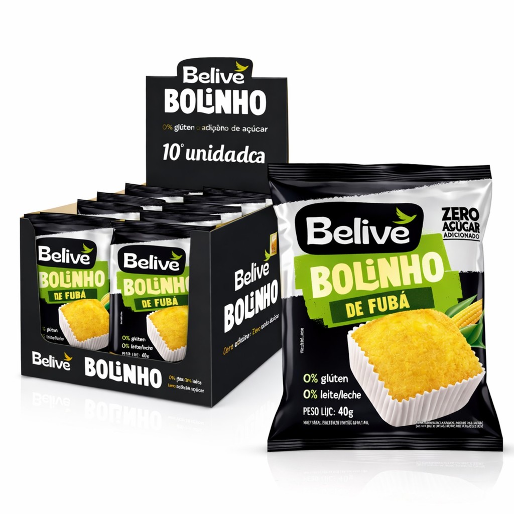 Kit 10 Bolinho de Fubá BELIVE Zero Gluten e Lactose 40g