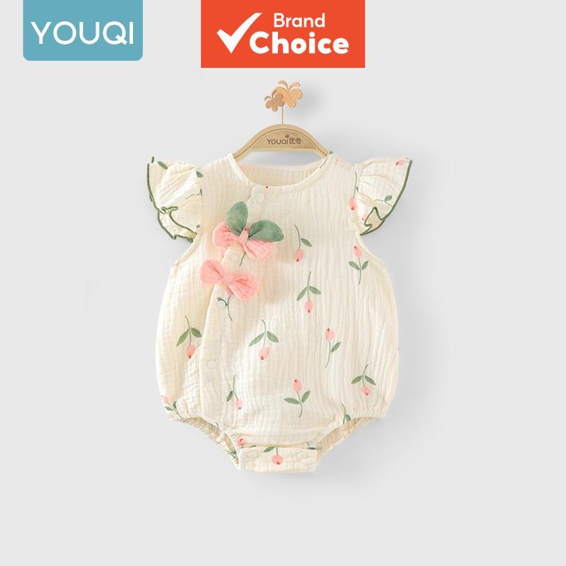 Macacão Para Bebês Meninas Verão Fino Algodão Manga Curta Bonito Roupa De Bebê Recém-Nascido Infantil Viagem Uso Diário