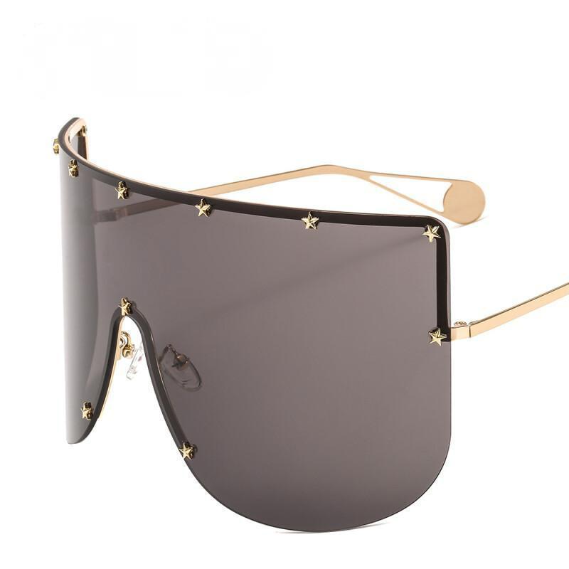 Óculos de Sol Oversized Fashion para Mulheres e Homens, Sem Armação, Metal, Óculos de Sol Femininos, Óculos de Sol para 
