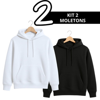 Kit 2 Moletom Canguru C e Bolso Sem Estampa Liso Unissex