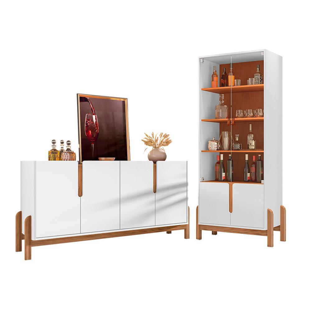 Jogo Cristaleira e Buffet 1.7 Fatima Branco Cedro