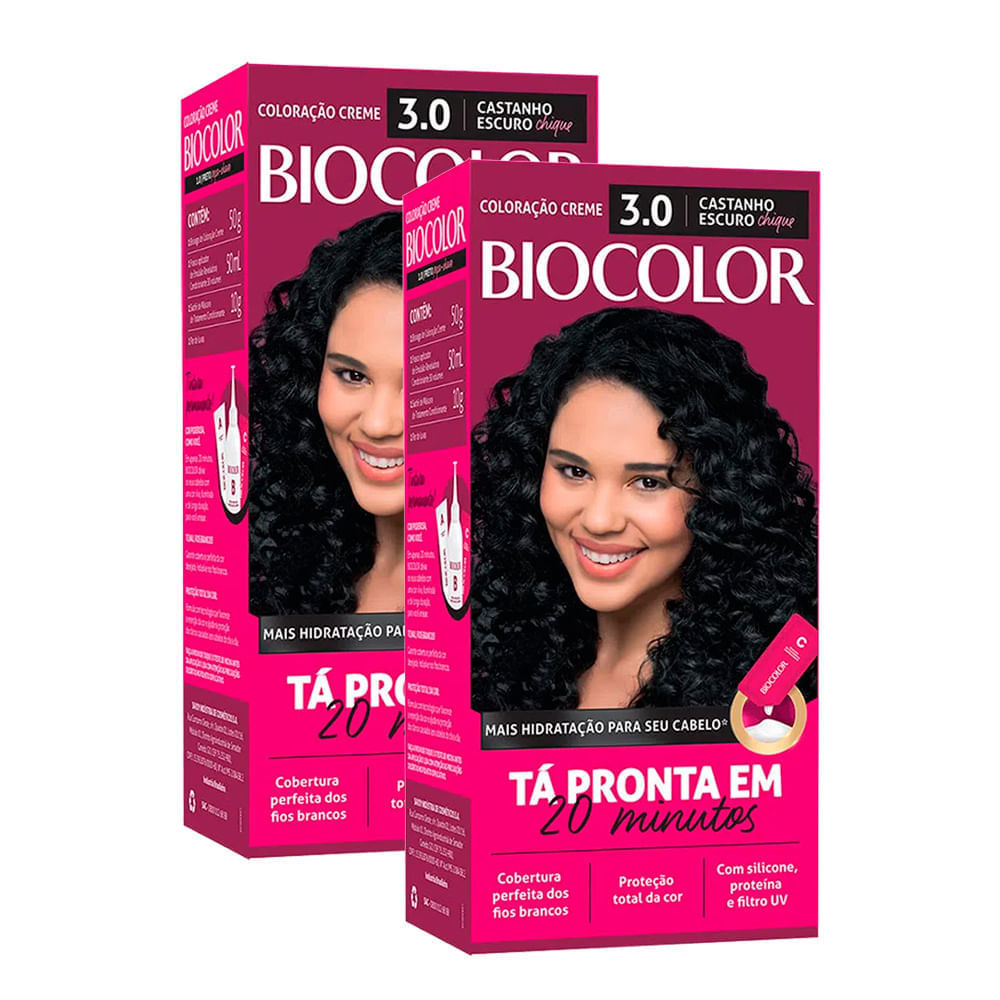 Kit 2 Tinta de Cabelo Biocolor Mini Kit Castanho Escuro Chic 3.0