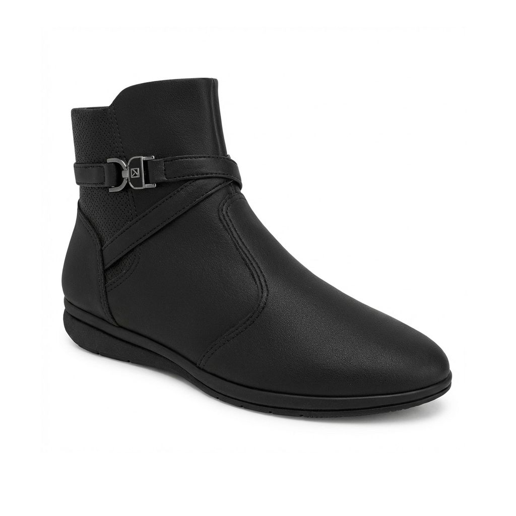 Bota Piccadilly Cano Curto Anabela Joanete 261042 Preto Conforto
