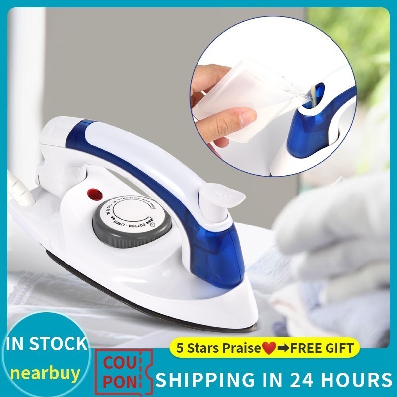 Novo -  Mini Ferro De Passar Roupa 110v - 18x75cm Para Viagem Portátil Com Cabo Dobrável á Vapor em Oferta na Shopee