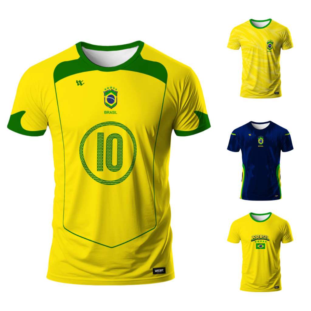 Camiseta Brasil Seleção Brasileira Copa do Mundo Masculina Helanca Premium