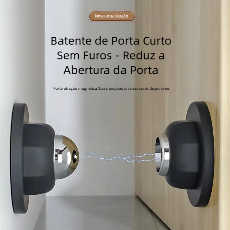 Trava Fixador Porta Imã Magnético Adesivo - Prendedor Batetor Inox Preto Durável