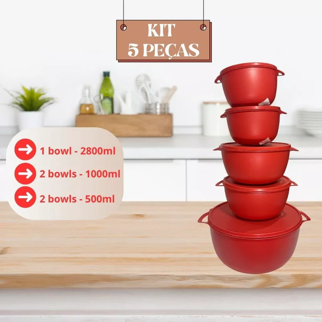 Kit Jogo De Potes Cozinha C/5 Peças De Plastico Hermetico Resistente Ideal para Armazenar Alimentos — imagem 1