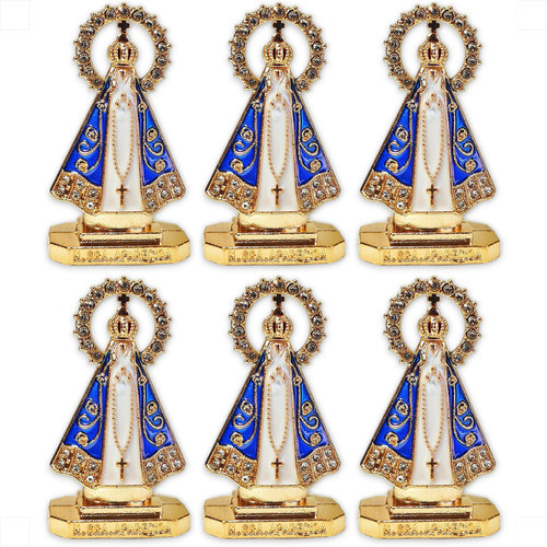 Kit 6 Imagem Santinha Nossa Senhora Aparecida Carro Caminhão Dourado