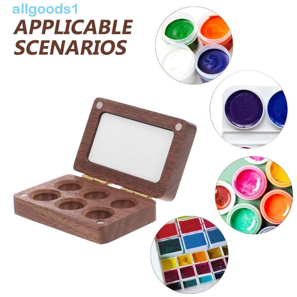 Paleta De Aquarela ALLGOODS , Caixa Compacta De Pintura De Nogueira , Mini Bandeja Mistura Portátil De Sucção