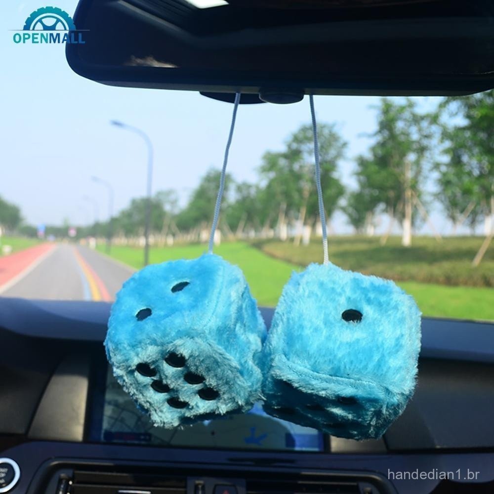 OPENMALL 2PCS Pingente De Carro Dados Fuzzy Pontos Vista Traseira Espelhos Pendurados Decoração De Interiores De Automóv