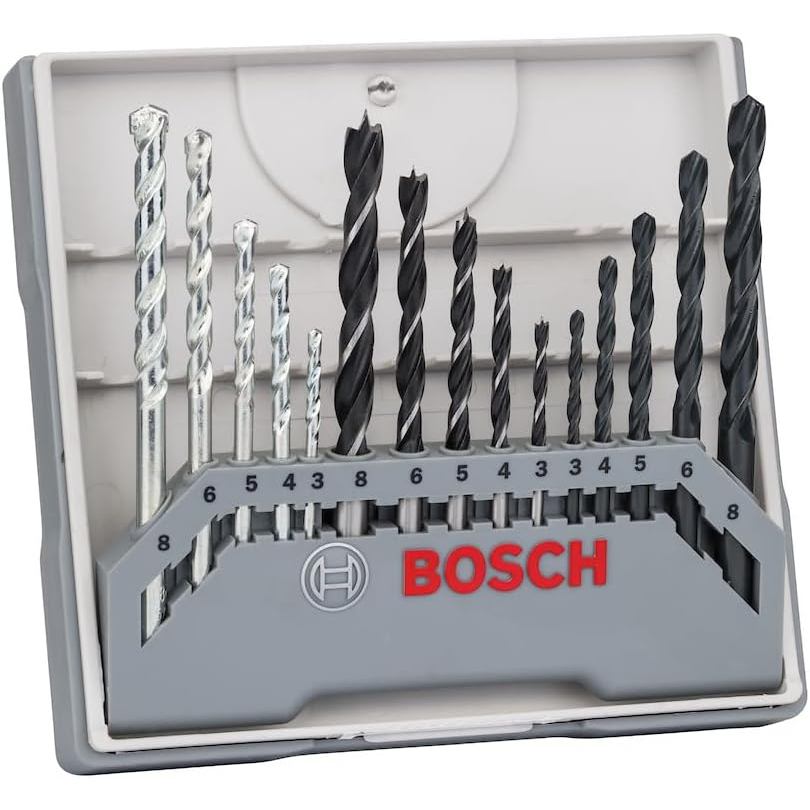 Bosch Jogo brocas Concreto, metal e Madeira 3-8mm 15 peças